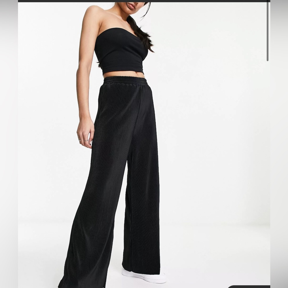 ASOS black plisse pants